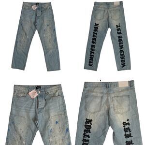 Boohooman Men's Size 34R Embroidered Button Fly Adult Denim Jean Pants New